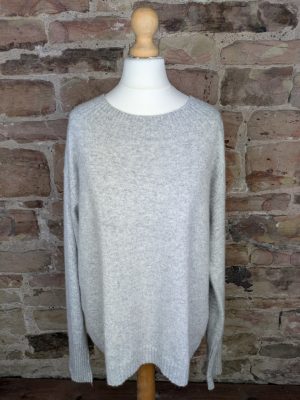 Winser London Light Grey Crew Neck Cashmere Jumper
