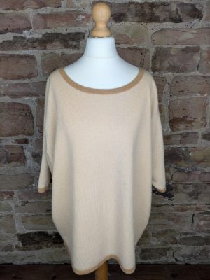 The Cashmere Centre Beige Short Sleeved Cashmere Sweater